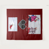Red Black Kariert Christmas Quote Monogram Foto Wandteppich (Vorderseite (Horizontal))