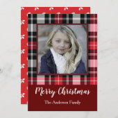 Red Black Kariert Feiertagskarte (Vorne/Hinten)