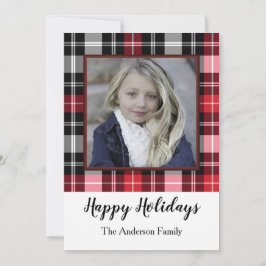 Red Black Kariert Feiertagskarte