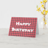 Red Black Kariert Karo Happy Birthday Card Karte (Gelbe Blume)