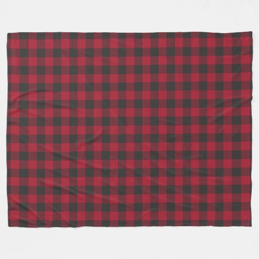 Red Black Kariert Karo Muster Fleece Blankon (Vorderseite (Horizontal))