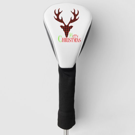 Red Black Kariert Rentier Weihnachtsfahrerabdeckun Golf Headcover (Vorderseite)