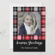 Red Black Kariert Season's Greetings mit Foto