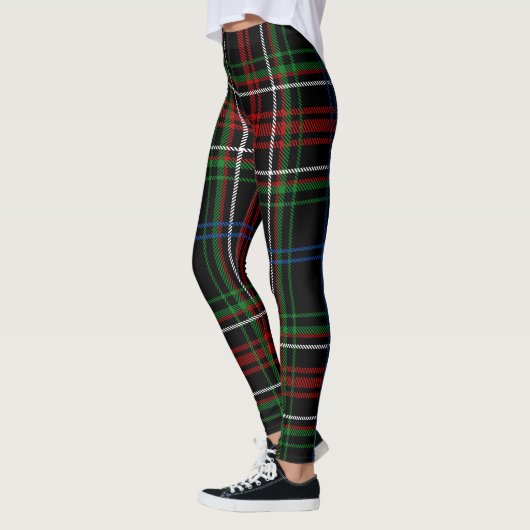 Red Black Kariert Tartan Buffalo Gestreiftes Muste Leggings (Links)