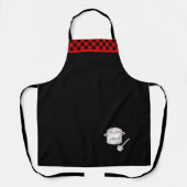 Red & Black Kariert Trim Koch Pot Personalisiert Schürze (Vorderseite)
