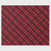 Red Black Karo Pattern Diagonal Xmas Geschenkpapier (Flach)