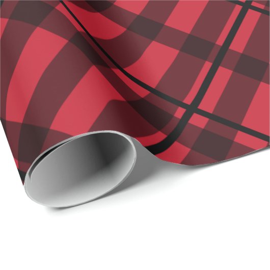 Red Black Karo Pattern Diagonal Xmas Geschenkpapier (Rolleneckpunkt)