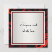 Red Black Krawatte Black Damask Party Einladung (Rückseite)
