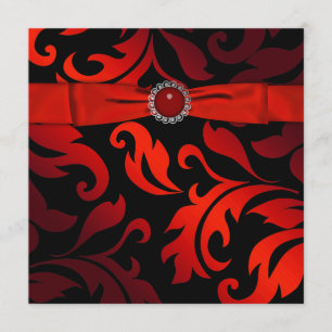 Red Black Krawatte Black Damask Party Einladung