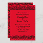 Red Black Lace Gothic Wedding Einladung (Vorne/Hinten)