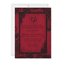 Red Black Lace Gothic Wedding Invitation Card
