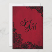Red Black Lace Gothic Wedding Invitation Card Einladung (Rückseite)