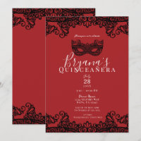 Red & Black Lace Masquerade 15 15. Quinceañera