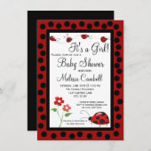Red Black Ladybug Baby Shower Einladung Vorlage (Vorne/Hinten)