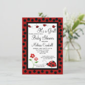 Red Black Ladybug Baby Shower Einladung Vorlage (Stehend Vorderseite)