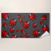 Red Black Ladybug Beach Handtuch (Vorderseite)