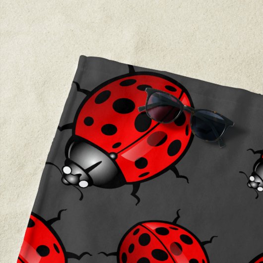 Red Black Ladybug Beach Handtuch (Beispiel)