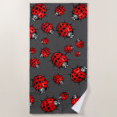 Red Black Ladybug Beach Handtuch (Vorderseite)