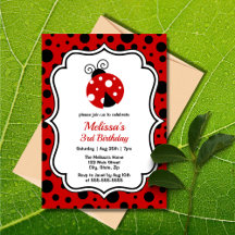 Red Black Ladybug Frame Polka Dots Kindergeburtsta