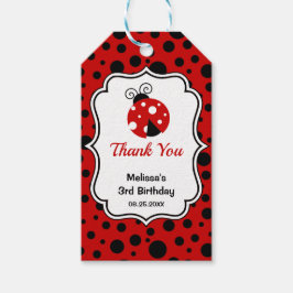 Red Black Ladybug Frame Polka Dots Kindergeburtsta Geschenkanhänger