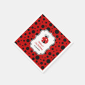 Red Black Ladybug Frame Polka Dots Kindergeburtsta Serviette (Ecke)