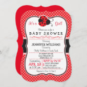 Red & Black Ladybug; Niedliche Babydusche Einladung (Vorne/Hinten)