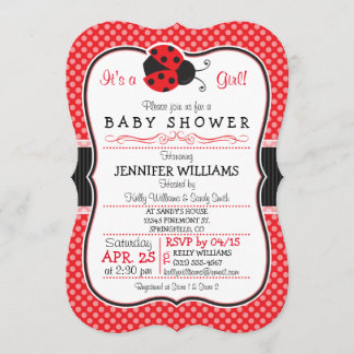 Red & Black Ladybug; Niedliche Babydusche Einladung