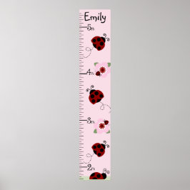 Red & Black Ladybugs Growth Chart Behielt auf 8x44 Poster