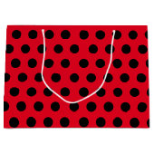 Red & Black Large Medium Polka Dot Party Große Geschenktüte (Vorderseite)