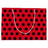 Red & Black Large Medium Polka Dot Party Große Geschenktüte (Rückseite)