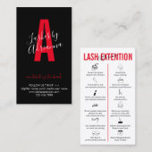 Red Black Lash Extension Aftercare Visitenkarte (Vorne/Hinten)