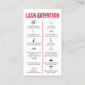 Red Black Lash Extension Aftercare Visitenkarte (Rückseite)