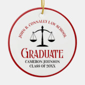 Red Black Law School Abschluss Custom Christmas Keramik Ornament (Vorne)