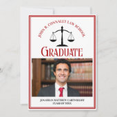 Red Black Law School Abschluss Foto Ankündigung (Vorderseite)