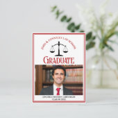 Red Black Law School Abschluss Foto Ankündigungspostkarte (Stehend Vorderseite)