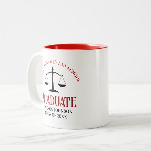 Red Black Law School Abschluss Personalisiert Zweifarbige Tasse (Vorderseite Links)