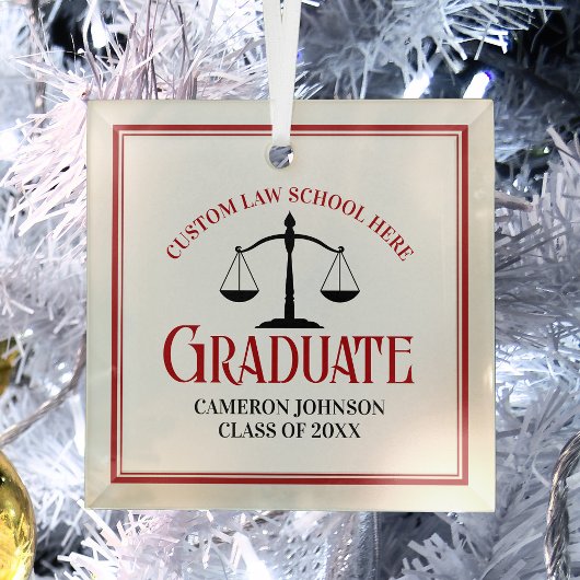 Red Black Law School Abschluss Weihnachten Ornament Aus Glas