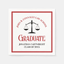Red Black Law School Custom Graduation Party Serviette