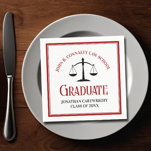 Red Black Law School Custom Graduation Party Serviette