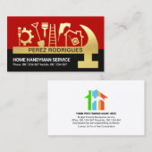 Red Black Layers Gold Hammer Handyman Tools Visitenkarte (Vorne/Hinten)