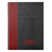 Red Black Leder Custom Diary Text Notizblock (Vorderseite)