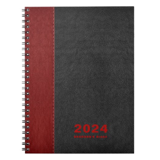 Red Black Leder Custom Diary Text Notizblock (Vorderseite)