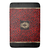 Red & Black Leopard Muster mit Löwenkopf Badematte (Vorderseite Vertikal)