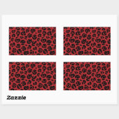 Red Black Leopard Print Rechteckiger Aufkleber (Blatt)
