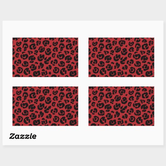 Red Black Leopard Print Rechteckiger Aufkleber (Blatt)