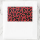 Red Black Leopard Print Rechteckiger Aufkleber (Tasche)