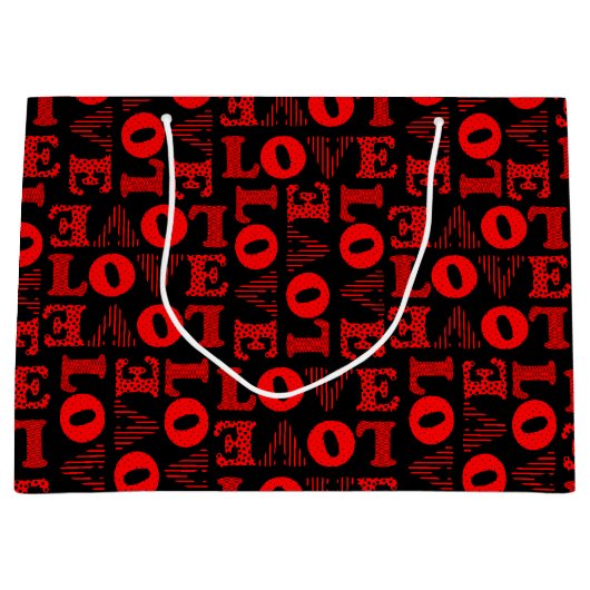 Red & Black LIEBE Geschenktasche Große Geschenktüte (Vorderseite)