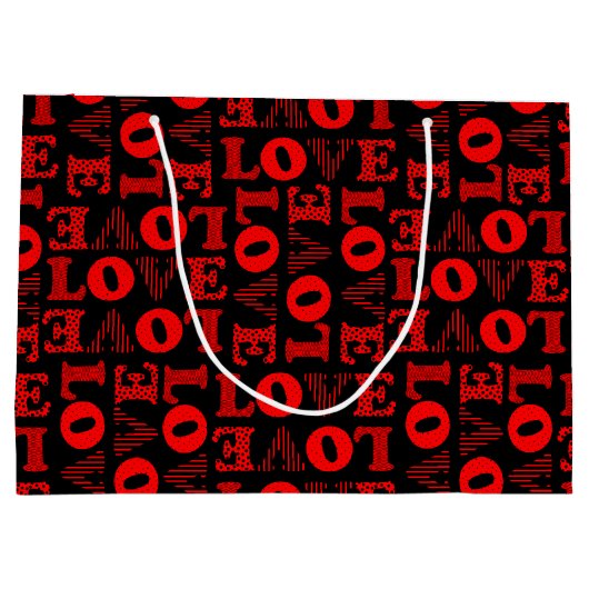 Red & Black LIEBE Geschenktasche Große Geschenktüte (Rückseite)