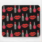 Red Black Lipstick Kiss Nail Polnisch Makeuty Beau Mousepad (Vorne)