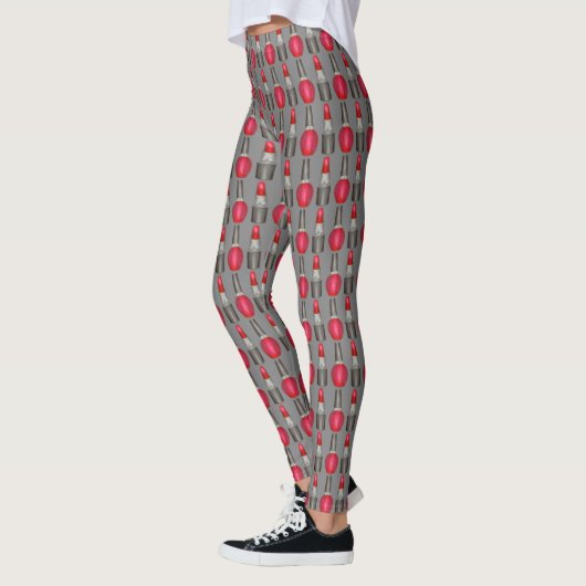 Red Black Lipstick Nail Polnisch Makeup Leggings (Links)